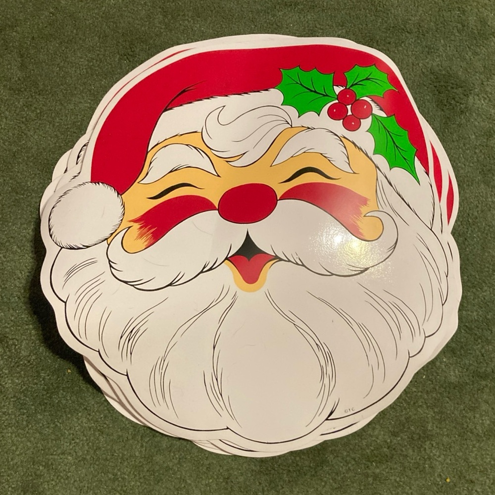 Vtg Town & Country Placemat Santa Claus Set of 6 Christmas Vinyl Table Decor